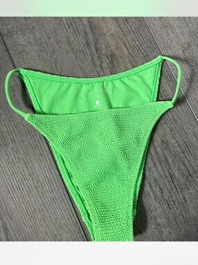 La Hearts Neon Green Textured Bikini Bottom